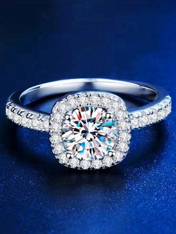 Awesome 925 Sterling Silver Moissanite Diamond Square Bag Princess Engagement Ring - High Quality Ladies Gift